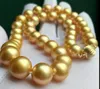 NIEUW Fijn prachtige 1215 mm Real Round South Sea Gold Yellow Pearl ketting 18inch 14K5320368