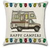 Happy Campers Kissenbezug, 45 x 45 cm, Tourenwagen-Kissenbezug, Überwurf, Leinen-Kissenbezug, Zuhause, Café, Büro, Dekoration, Geschenk, GGA3233-1