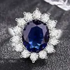 Fashionable Round Sapphire Ring for Women Silver 925 Jewelry with Gemstone Sunflower Princess Anniversary Female Gift