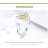 Vente en gros- Argent Réglable Abeille et Miel Fleur Doux Souhait Doigt Anneaux Clair Rose Cristal CZ Femmes Bijoux Anniversaire Cadeau D'anniversaire