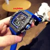 고급 남성 비즈니스 시계 블루 고무 스트랩 패션 인기있는 시계를 판매하는 고품질 자동 기계 스포츠 wa245s