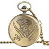 Bronze classique Pirates de crâne conception montres de poche Steampunk montre à Quartz collier chaîne cadeaux hommes femmes Kids293i