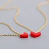 Fashion-925 sterling silver necklace red heart shape pendants for women girls 18k gold plated necklaces Chinese style love jewelry