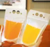 Clear Drink Pouches Bags Frosted Zipper Plastic Drinking Bag With Holder Reclosable Heat-Proof Juice Bag Drinkware Pouch GGA3390-1