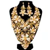 Lyxig vintage smycken set halsband örhängen maxi kvinnor stora pendent billiga uttalande collares f1102 med rhinestones 6 färger