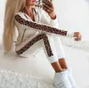 Kvinnor Kläder Sätta Sport Suit Tracksuit Outfit Långärmad Hoodies och byxor Leopard Print Casual Sweatshirt