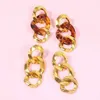Gros-chaîne boucles d'oreilles pendantes pour femmes designer de luxe femmes or boucles d'oreilles alliage léopard acrylique pendantes cerceaux bijoux cadeau d'amour