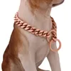 betty 15mm 1230 pollici tono oro rosa doppio cordolo cuban pet link collare a catena per cani in acciaio inossidabile collane per animali domestici