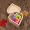 Party Rainbow Multi-Colored Color Rose Flower Petal Soap Houten Hart Shape Box Valentines Day Gift Skin Bleach