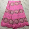 5Yller / pc hot sale rosa afrikansk bomullstyg broderi swiss voile torr spets för kläder bc106-9
