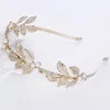 Pearl Leaves Headbands Gold Leaf Headband Alloy Baroque Designer Bridal Headwear Hair Accessories Fashion Women Jewelry