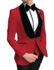 2020 Fashionable One Button Pink Groom Tuxedos Groomsmen Black Velvet Shawl Lapel Mens Bröllopskläder Blazers (Jacket + Pants + Vest)