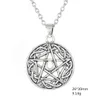 Religious Jewelry Antique Silver Plated Religious Knot Moon Pentacle Pendant Necklace for Man and Woman