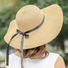 Cappellini da sole pieghevoli da donna Cappelli a tesa larga con cappello da spiaggia in paglia con fiocco Panama Cappelli estivi per donna Nave libera