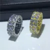 Anel masculino brilhante de hiphop, cheio de ouro 925 prata 4mm 5a pedra cz, festa de casamento, anéis de banda para homens, joias de rock gift326u