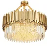 Lampe en cristal moderne Lustre Pour Salon Luxe d'or ronde chaîne en acier inoxydable Lustres Lighting 110-240V MYY