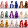 Long Curly Cosplay Wig Svart Lila Rosa Blå Sliver Grå Vit Brun 70cm Cartoon Cosplay Syntetiska Hair Wigs