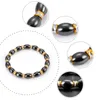Bracciale elasticizzato con fili rotondi in ematite con perline nere per uomini e donne, braccialetti per terapia magnetica anti-fatica, gioielli