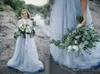 Eleganti abiti da sposa blu polveroso abiti da sposa in tulle con top in pizzo giacca boho abito da sposa vestido de noiva 249k
