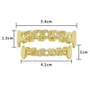 18K Real Gold Diamond Hollow Teeth Grillz Dental Mouth Iced Out Fang Grills Braces Tooth Cap Vampire Full Diamond Punk Hip Hop Rapper Jewelry for Men Women Wholesale