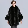 Female Faux fox fur check plaid tartan Cape Poncho Cardigan Knitting lady shawl stole wraps Sweater #4144