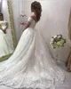 Nouveau Design Élégant moderne A Ligne Dentelle Robes De Mariée À Manches courtes Sans épaules Applique Plancher Longueur Robe De Mariée Robes de mariée Vestidos