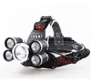 Oplaadbare 18000LM 5 LED Zoomable Koplamp Zoom Headlamp Hunting Lamp Visfiets Light + Auto AC / Oplader