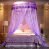 Noble violet rose rose rond en dentelle haute densité nets de lit de princesse rideau dôme queen moustique moustique filets sw9273896