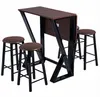 Fashion Wholesales HOT Sales 5 Pieces Dining Room Bar Table Set with 4 Bar Stools/Counter Height/Dark Coffee