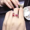 Bague rubis naturel et véritable bague en argent 925 pour charme rubis doigt aigue-marine femmes bijoux fins