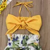 2019 New Fashion Summer Toddler Baby Kid Girl Floral Outfits Little Girls Strap Vest Cropspant 2PCS Clothing Set 15T Summer 5608706