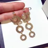 Wholesale-r glittering ! ins trendy fashion designer luxury diamond zircon multi circles stud dangle chandelier earrings for woman girls