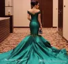 2019 Emerald Green Elegant Prom Dress Off Off Longes Ordical Holidays Walk Evenuation Party Pageant Groud Custom Made PL5424035
