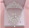 Fashion Crystal Bridal Jewelry Sets Wedding Crown Earrings Necklace Wedding Hair Accessories Women Prom Bride Tiara Crowns