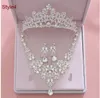 Mode Kristal Bruids Sieraden Sets Bruiloft Kroon Oorbellen Ketting Bruiloft Haaraccessoires Vrouwen Prom Bruid Tiara Kronen7811864