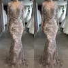 Luxe perlé sirène robes de bal 2020 manches longues col en V profond dentelle Pageant bal robes de soirée formelles