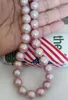 Envío Gratis >>>> noble joyería impresionante 10-11mm Mar del Sur Natural Rosa collar de perlas de oro de 14 K
