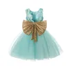 Princess Girl Wear Sleeveless Bow Dress för 1 år födelsedagsfest småbarnsdräkt sommar för evenemang tillfälle vestidos spädbarn6110774