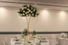 Parlak altın metal Vazo boyunda Çiçek Metal Yol Kurşun Düğün Masa Centerpieces Çiçekler Kristal Küre Partisi Home Decor için Stand Raf Standı