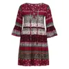 Boho été demi manches robes imprimé fleuri col en v à lacets Mini tenue décontractée femmes bohème Hippie Chic robes