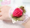 Rose Pearls Wedding Wrist Corsage Flores Bridal Pulso Buquês de Principais Irmãs Mão Artificial De Silk Noiva Flores Para Decoração De Casamento