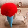 Newest 17 Colors Pom Pom Ball Keychains Ice cream Fur Key Rings For Women Key Holder Birthday Gifts Support FBA Drop Shipping