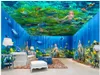 3D Room Wallpaer Photo personnalisée Photo Mer Mer Monde Sirène Dolphin Dolphin House Fond Maison Décor Fond d'écran 3D Muraux muraux pour murs 3 D