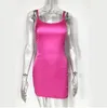 Stretch satin mini klänning kvinnor sexiga band slim passform bodycon party klänning neon grön rosa klänning dual-skiktad robe femme