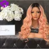 180% 250% Ombre Pink Full Lace Front Wigs 13x4 Pre zepsuty brazylijski body Wave Syntetyczna peruka z baby fair cosplay dla czarnych kobiet