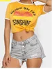 Femmes basique t-shirt col rond manches courtes apporter sur le soleil imprimé t-shirts femme décontracté été hauts Camisetas