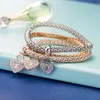 SET 3 PEZZI Bracciale con ciondoli Bracciale con chiave a cuore in oro 18 carati Cristallo di diamanti da gioielli Swarovski Regali Stile America Glorious BlingBling245z