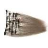 Gri Klipler Saç Uzantıları sınıf 7a İşlenmemiş brezilyalı virgin saç İnsan saç uzantıları 100g Gümüş gri klip düz 18 "20" 22 "