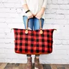 Christmas Large Red Buffalo Check Handbag Red And White Plaid Design beach bag canvas handbag Mummy Bags