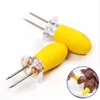 Stainless Steel Corn Cob Holders with Silicone Handle and Convenient Butter Spreading Tool BBQ Meat Fruit Forks 2 pcsset4251009